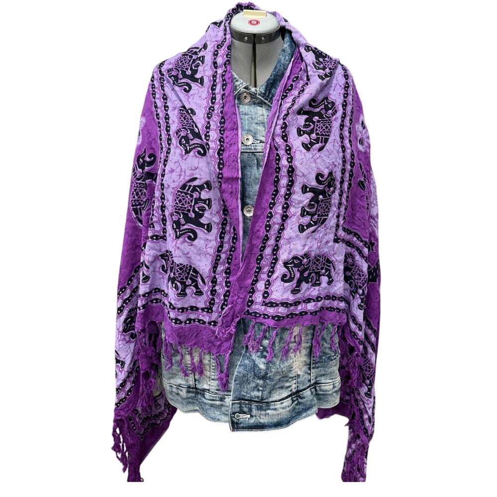 Indie Purple Elephant Shawl Wrap Boho Hippie Festival Mandala Scarf Women